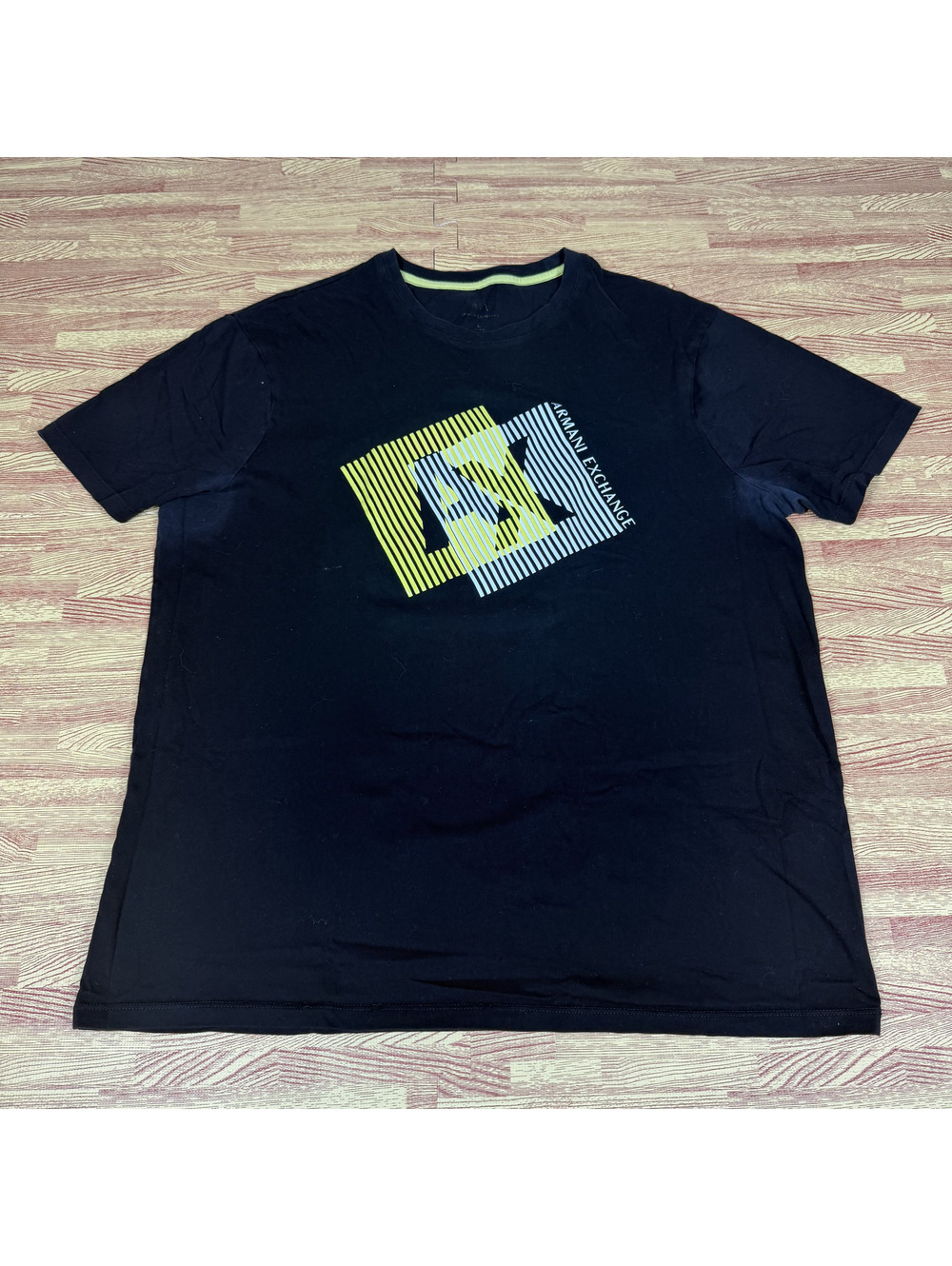 Armani Exchange AX Mens T-Shirt Large Black Short Sleeve Graphic Box Logo